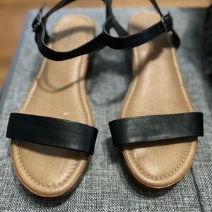 Lane Bryant Black and Tan Sandals with Wide Straps